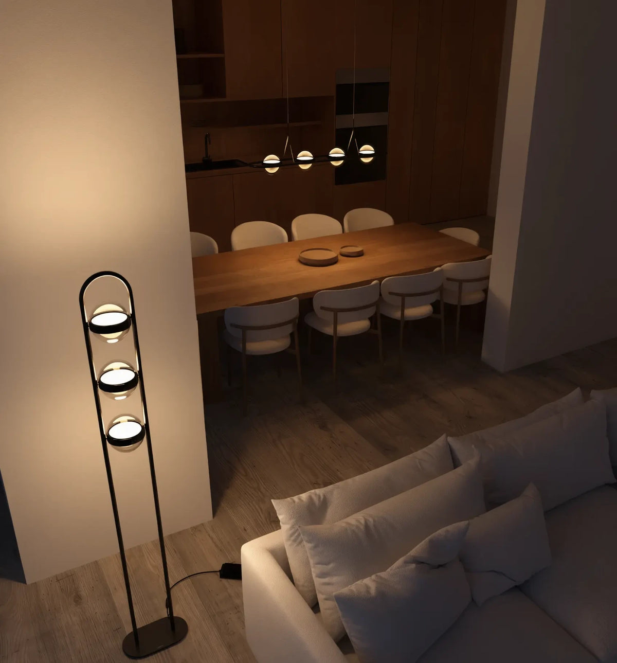 Un concept di luce. Due lampade. Un ambiente armonioso.